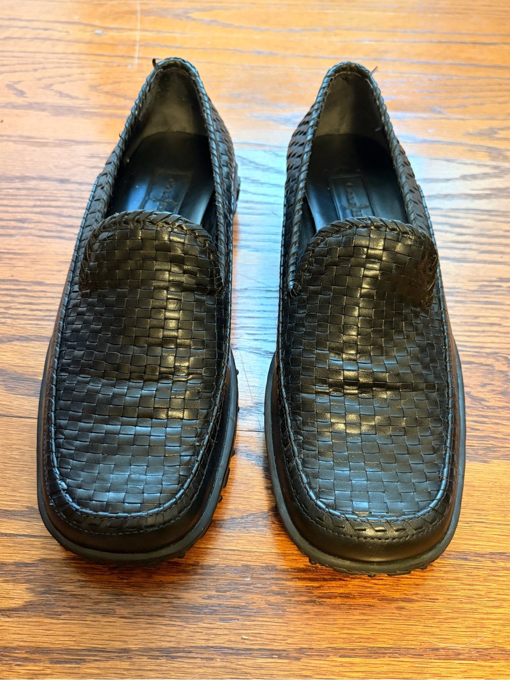Cole Haan Black Woven Leather Slip-On Loafers